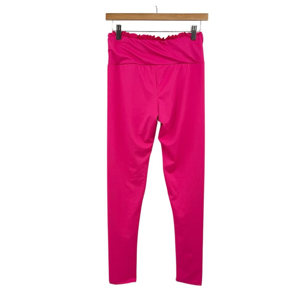143 Story Lizzy Two Piece Hot Pink Ruffle High Waist Legging Crop Tank Set - Picture 10 of 16